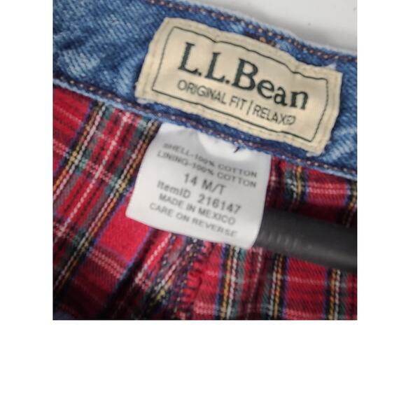 L.L. Bean Blue Denim Flannel Lined Hi Rise Classic Relaxed Vintage Jeans 14 M T - Picture 4 of 4